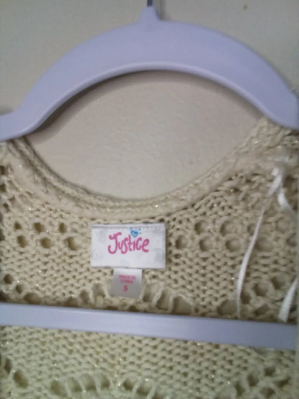 Justice Vest Cardigan Girls 5 Open Front Loose Knit Boho Fringe Cream